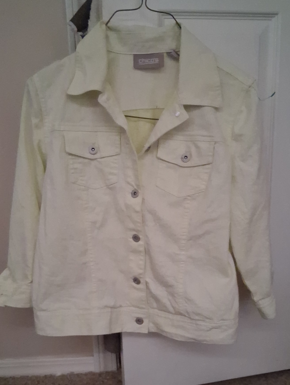 Chico's Light Yellow Denim-Style Button Jacket